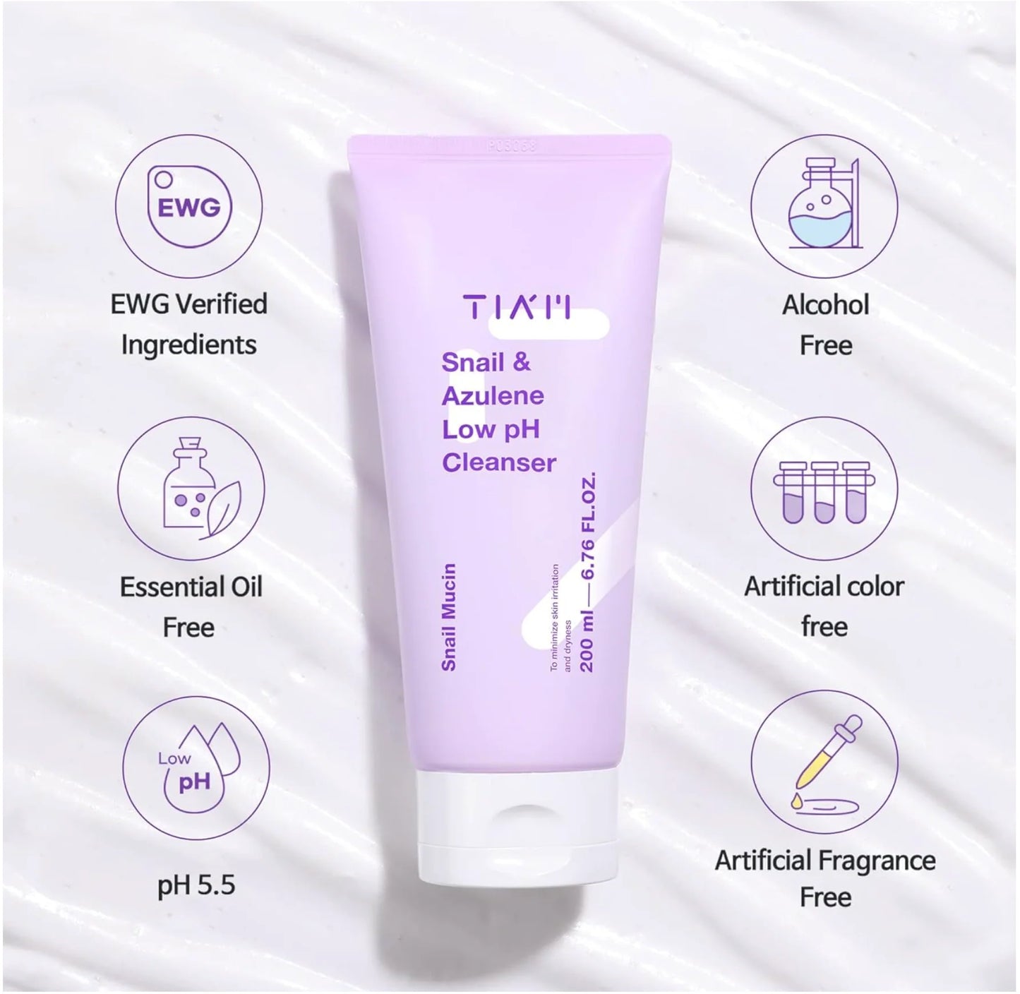 TIA'M - Snail & Azulene Low pH Cleanser